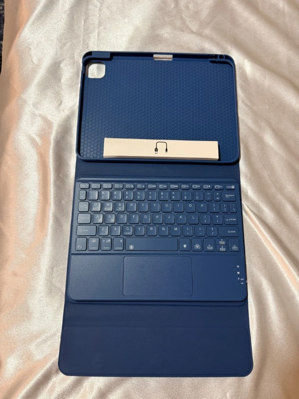 Blue iPad Keyboard Case with Touchpad (Fits 11” & 10.9” iPads) + Cable